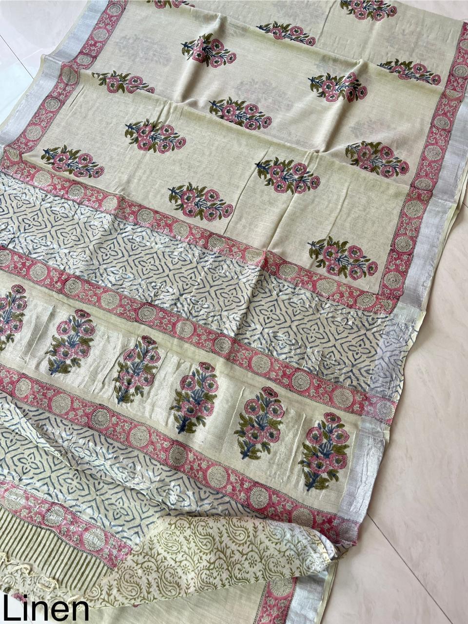 Neel Ajrakh Handblock (Saree)