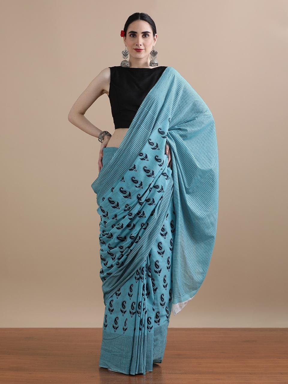 Neel handblock (Saree)